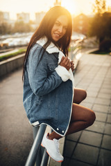 Walk on the city on a sunset