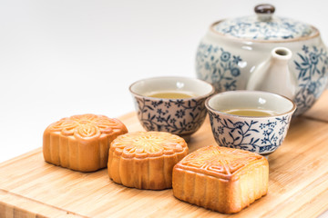 Mid-Autumn Festival moon cake on white background