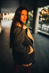 Walk on the city on a sunset