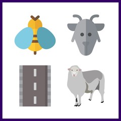 4 rural icon. Vector illustration rural set. goat and bee icons for rural works