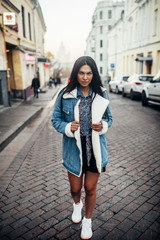 Walk on the city on a sunset