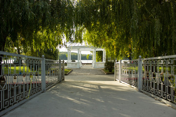 gazebo symmetry park outdoor architectural calm place for walking 