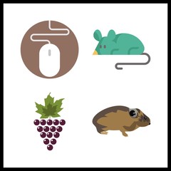small icon. mouse and grapes vector icons in small set. Use this illustration for small works.
