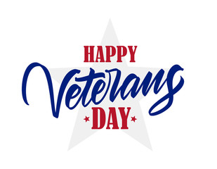 Vector illustration: Calligraphic type lettering composition of Happy Veterans Day.