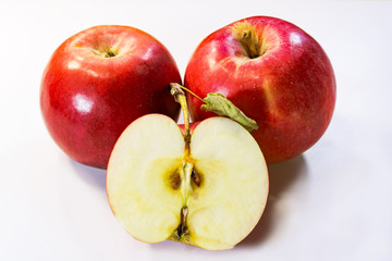 ripe apples on a white background.