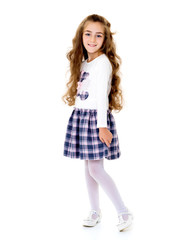 Beautiful school girl with long silky hair.