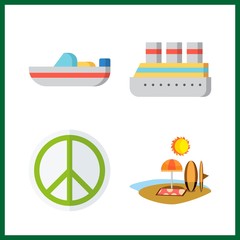 nature icon. cruise ship and boat vector icons in nature set. Use this illustration for nature works.