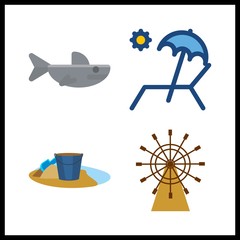 beach icon. shark and sand vector icons in beach set. Use this illustration for beach works.