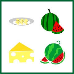cut icon. mushroom and watermelon vector icons in cut set. Use this illustration for cut works.