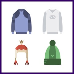 warm icon. sweater and winter hat vector icons in warm set. Use this illustration for warm works.