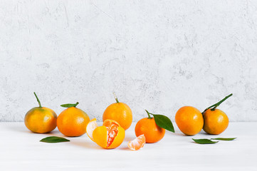 Background with fresh ripe tangerines