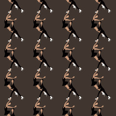Figure skating seamless pattern beige background