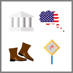 4 urban icon. Vector illustration urban set. boots and usa icons for urban works