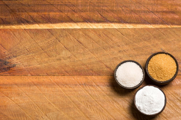Sweetener stevia and sugar - Top view