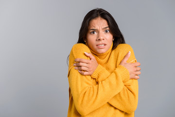 Portrait of a frozen young woman
