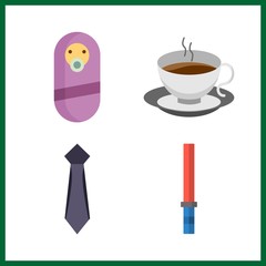 4 closeup icon. Vector illustration closeup set. motherhood and hot tea icons for closeup works