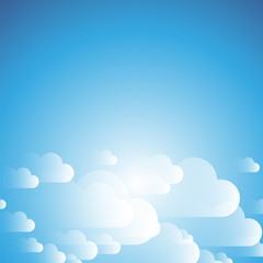 Clouds on the Sky - Background Design Template for Posters, Flyers, Postcards, Headers or Web Banners - Vector Illustration