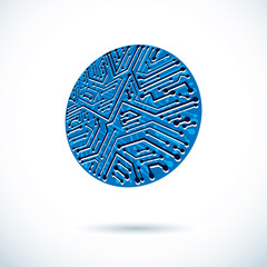 Vector abstract technology illustration with circular circuit board. High tech digital scheme of electronic device.