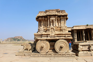 The famous Vijaya Vittala Temple and its chariot of Hampi.