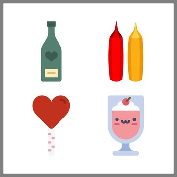 4 taste icon. Vector illustration taste set. milkshake and lollipop icons for taste works