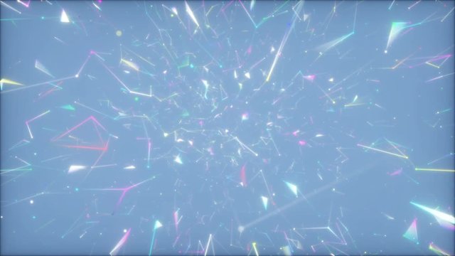 Magic elements are stuck in space.Fly through abstract 3D rendering of a scientific technology data binary code network conveying connectivity, complexity and data flood of modern digital age