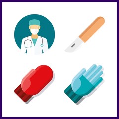 glove icon. surgeon and mitten vector icons in glove set. Use this illustration for glove works.