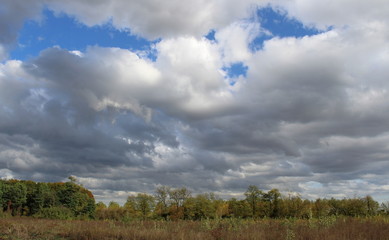 Paesaggio Autunnale e cielo nuvoloso