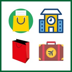 4 bag icon. Vector illustration bag set. school and suitcase icons for bag works