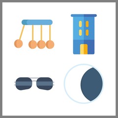 4 reflection icon. Vector illustration reflection set. newtons cradle and moon icons for reflection works