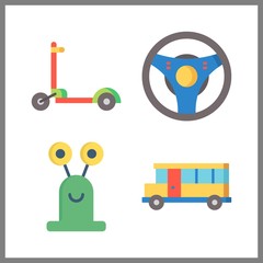 vehicle icon. scooter and alien vector icons in vehicle set. Use this illustration for vehicle works.