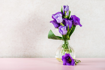Beautiful Bouquet of Purple Eustoma flowers, Lisianthus,