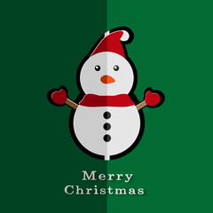 Merry Christmas card with paper snowman