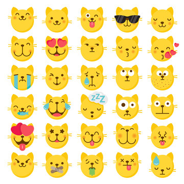 vector Cat emoji icons set