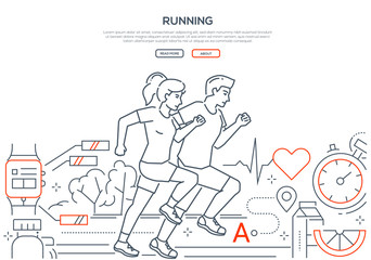 Running - modern line design style web banner