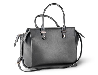 Black leather ladies handbag with strap