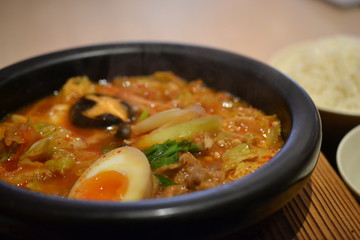 Korean style stew jjige, stonepot, Chinese delicacies, Asian food
