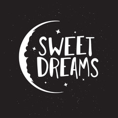 Sweet dreams good night typography. Vector vintage illustration.