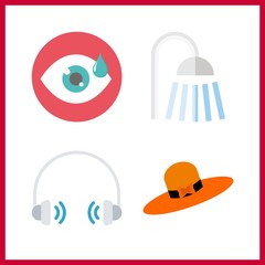 head icon. hat and headphones vector icons in head set. Use this illustration for head works.