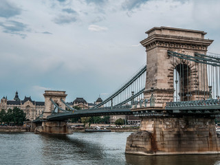 Beautiful view of the Chain Bridge over the Danube in Budapest, Hungary