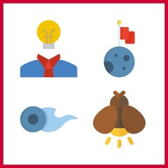 glowing icon. firefly and idea vector icons in glowing set. Use this illustration for glowing works.