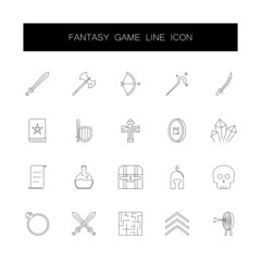 Line icons set. Fantasy game pack. Vector illustration	