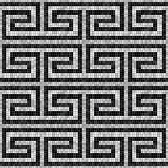 geometric black and white mosaic seamless pattern in antique roman style