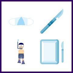 4 mask icon. Vector illustration mask set. surgery and aqualung icons for mask works