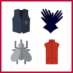 4 safety icon. Vector illustration safety set. mosquito and vest icons for safety works