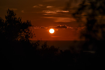 Sunset, red sky, landscape of sky and clouds at sunset.