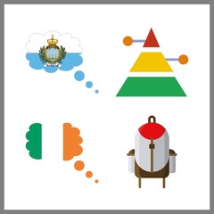 Fototapeta premium 4 tourism icon. Vector illustration tourism set. san marino and ireland icons for tourism works