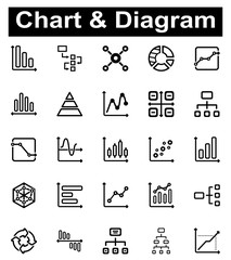 Chart & Diagram Icon Set - 1 (Black Series)