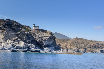 Faro de Cala Nans en Cadaques, Parque Natural del Cap de Creus, Cataluña, España
