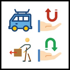 4 delivering icon. Vector illustration delivering set. van and receive icons for delivering works