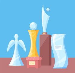 Awards Set of Different Shape Vector Illustration